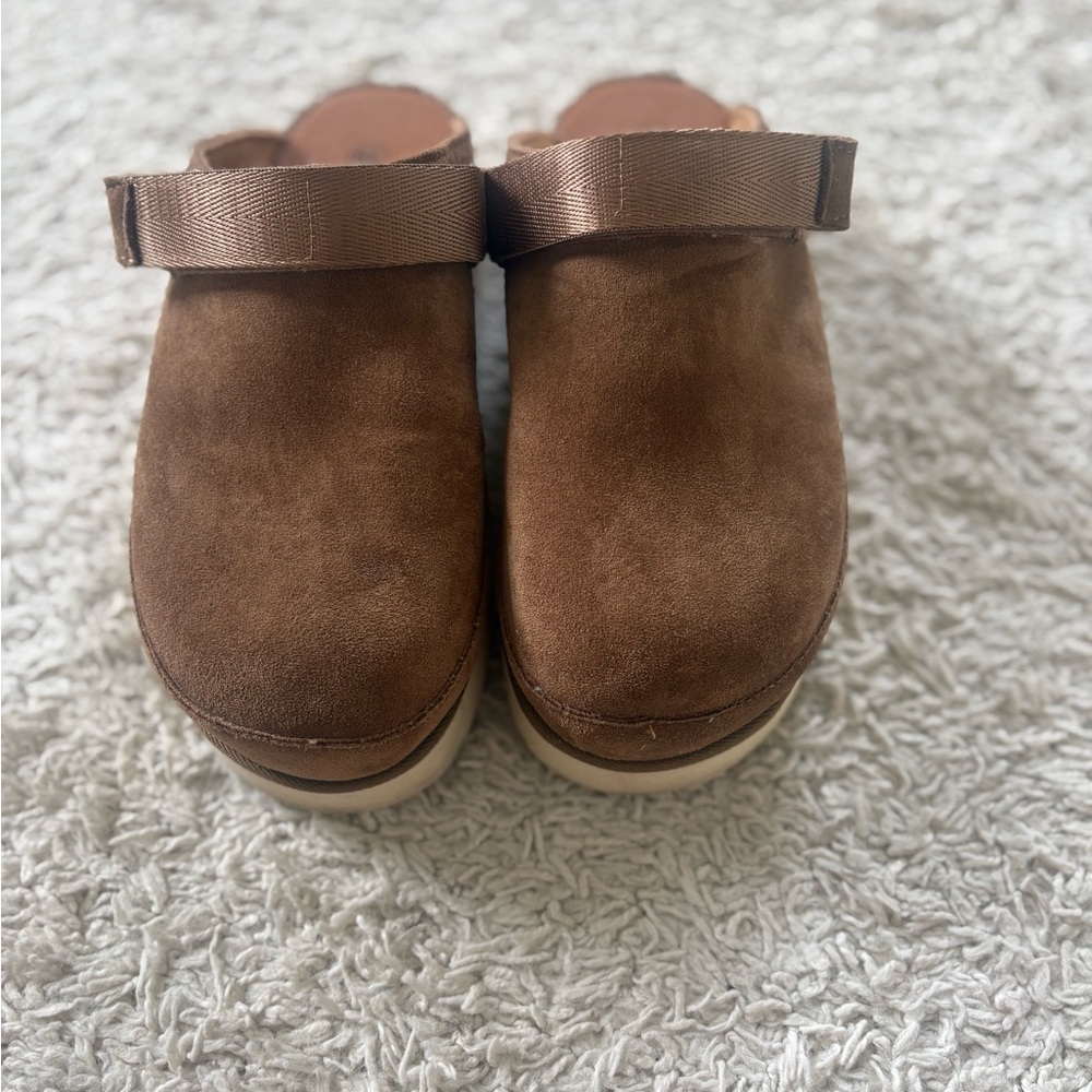 SHEIN Brown Suede Mule Clogs with Back Strap